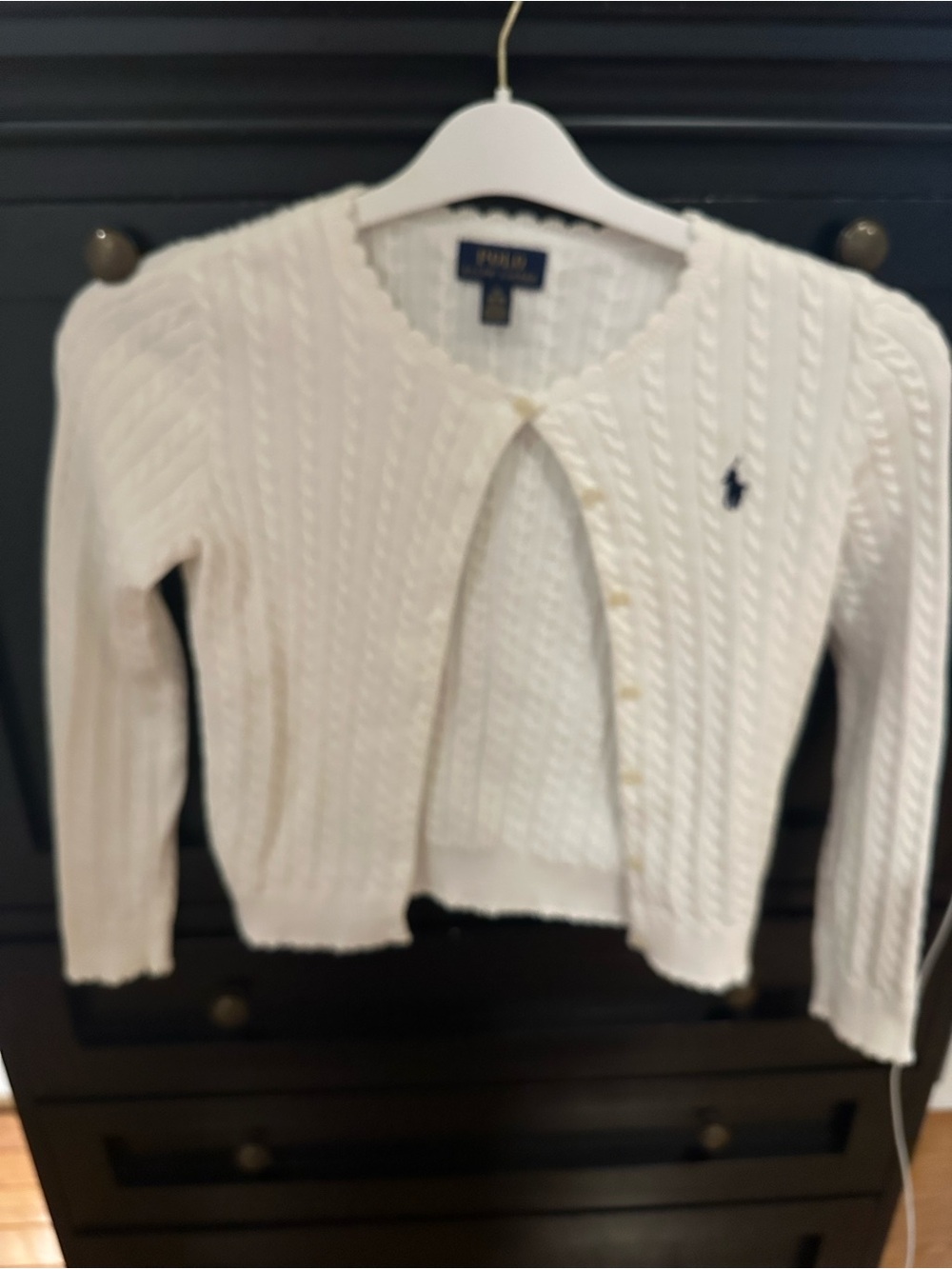Kids Polo by Ralph Lauren Ivory Cable Knit Cardigan with Polo Pony